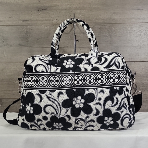 Vera Bradley Handbags - Vera Bradley Day & Night Black & White Quilted Floral Travel Tote Bag